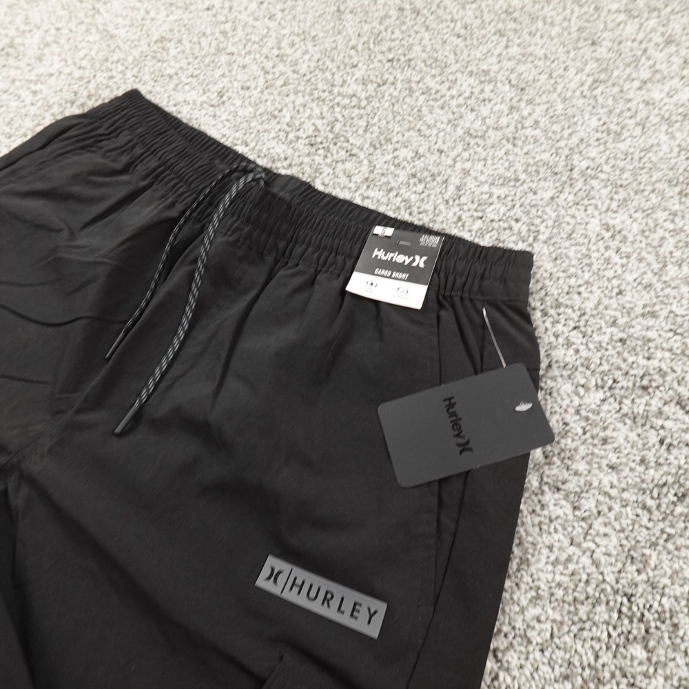 NEW Hurley Shorts Mens S Black Cargo Board Swim Trunk Skate Surf Performance Y2K